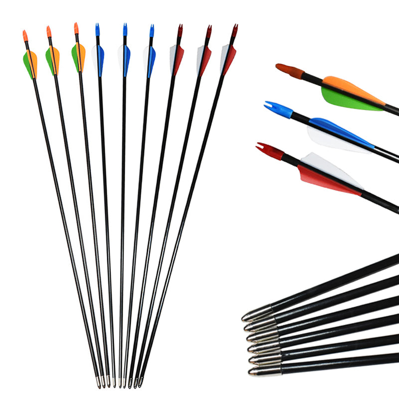 Piaoyu 28" Fiberglass Arrows - Archery Practice Target Arrows with Blunt Tips - High-Performance Slingshot Hunting Gear
