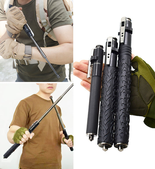 Outdoor Camping and Hiking Walking Sticks Telescopic Vehicle Three-section Self-defense Swing Stick