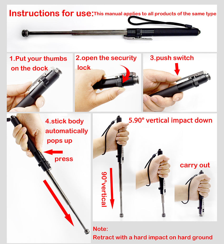 Spring Type Three-section Self-defense Telescopic Baton Car Self-defense Weapon Police Baton Telescopic Baton