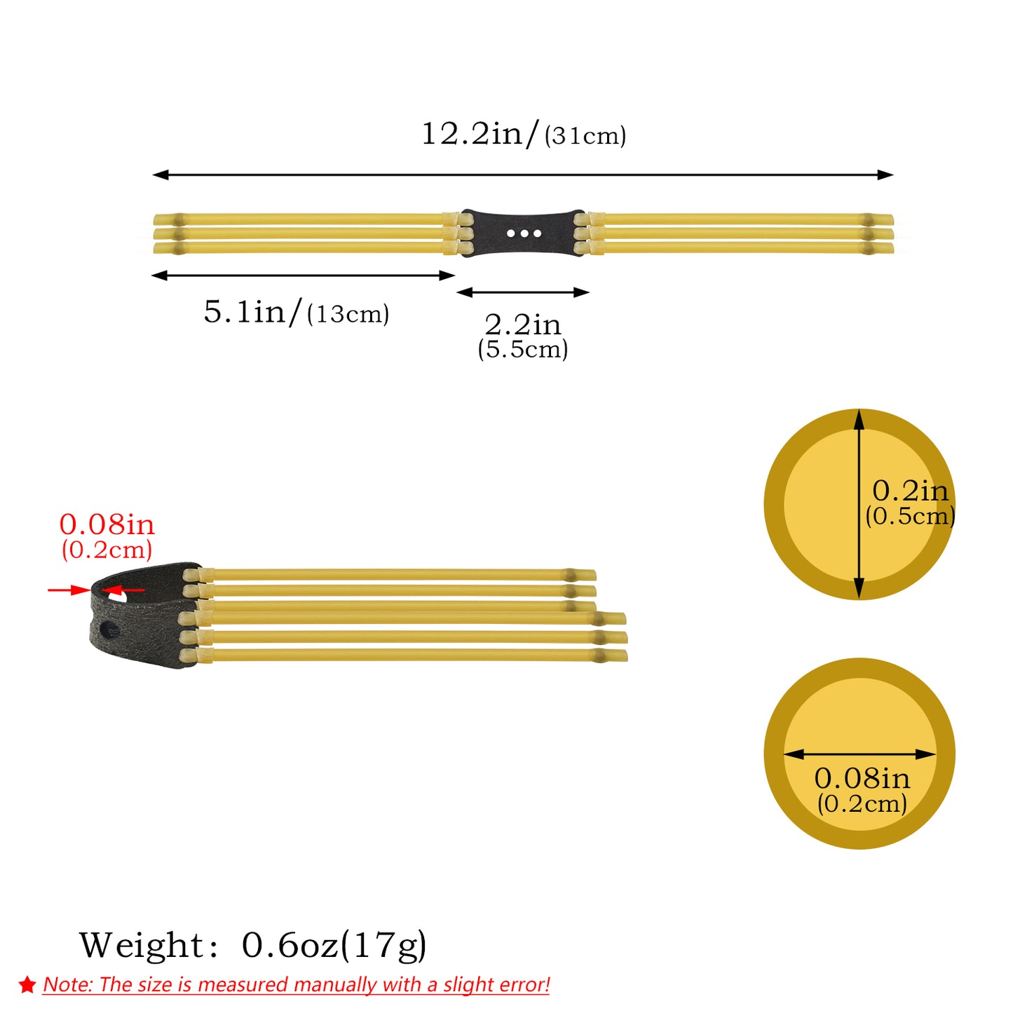 Piaoyu 3-Layer Flat Slingshot Rubber Bands 1 Set=6 Pieces R003 - High-Tension Slingshot Replacement Flat Rubber Bands - High-Tension Slingshot Replacement Flat Rubber Bands - High-Tension Slingshot Replacement Flat Rubber Bands
