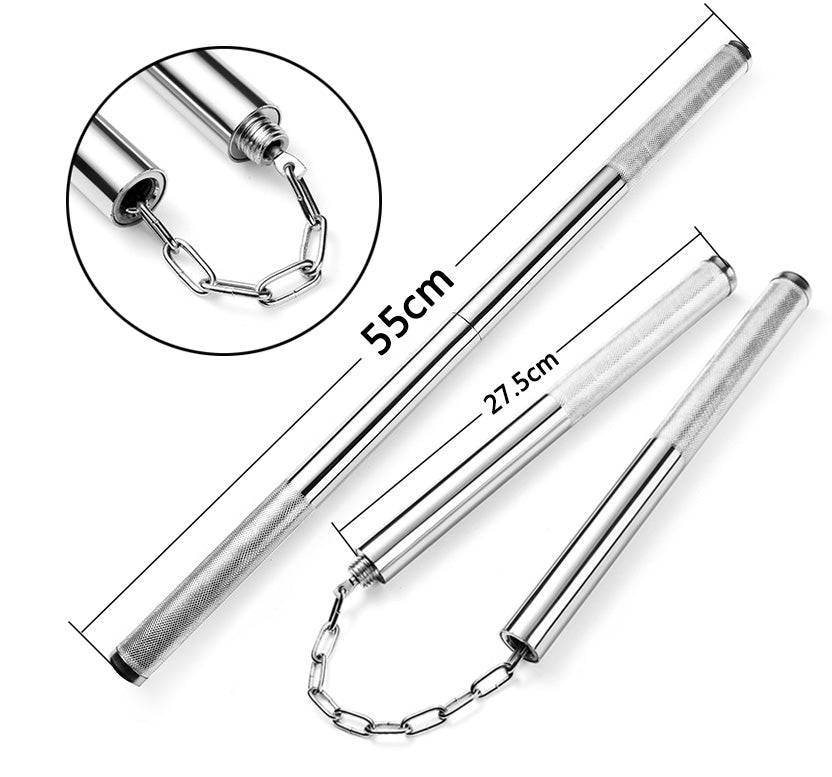 1pcs Storage Bag+1pcs Stainless Steel Nunchaku Martial Arts Stick Outdoor Crowbar Car Self-defense Stick