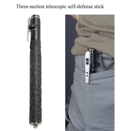 Outdoor Camping and Hiking Walking Sticks Telescopic Vehicle Three-section Self-defense Swing Stick