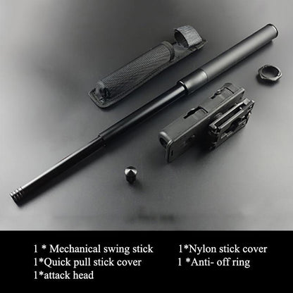 Vehicle-mounted Portable Mechanical Telescopic Stick Self-defense Swing Stick Three-section Telescopic Stick