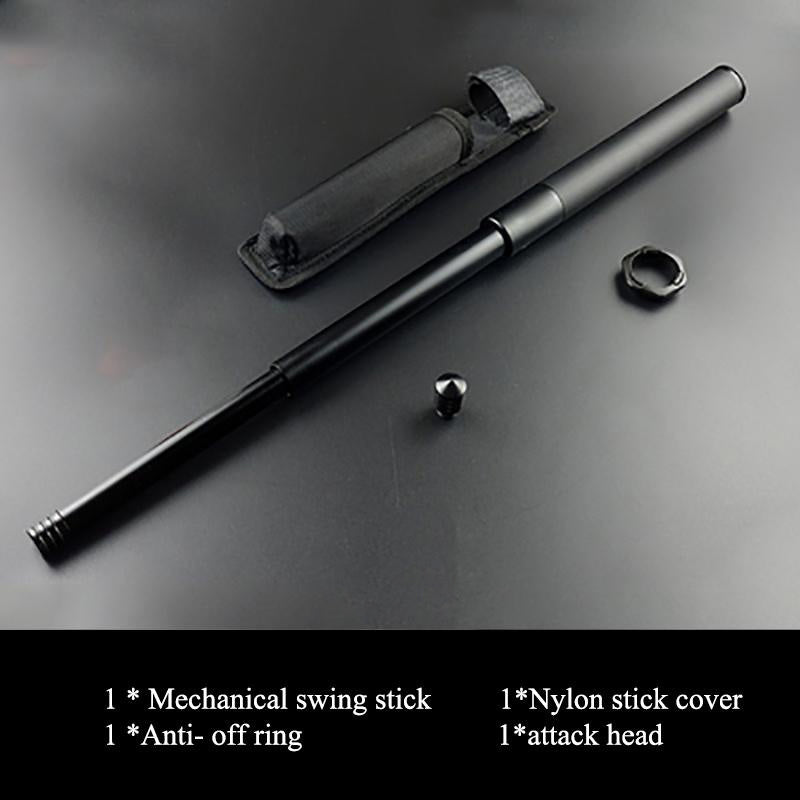 Vehicle-mounted Portable Mechanical Telescopic Stick Self-defense Swing Stick Three-section Telescopic Stick