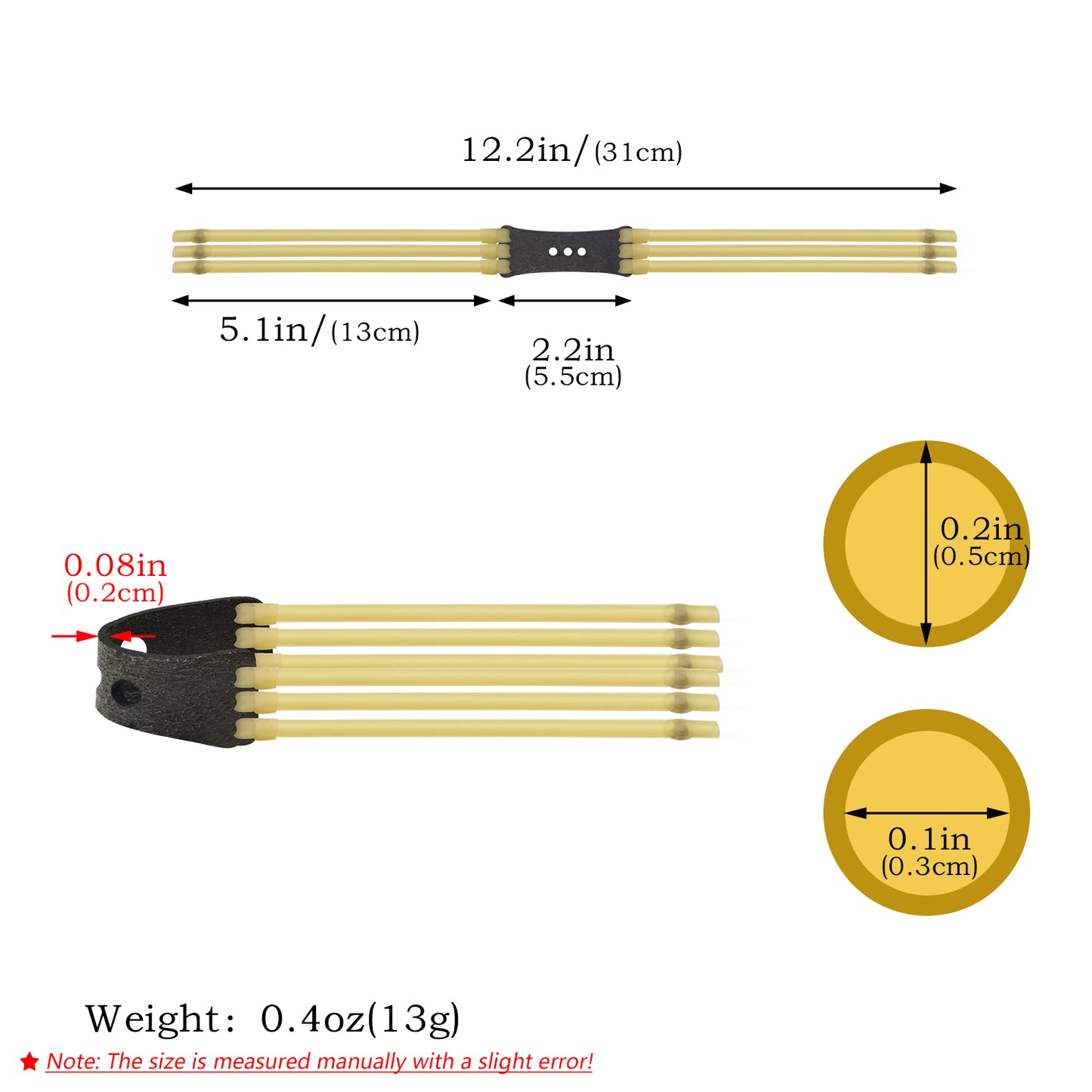 Piaoyu 3-Layer Flat Slingshot Rubber Bands 1 Set=6 Pieces R003 - High-Tension Slingshot Replacement Flat Rubber Bands - High-Tension Slingshot Replacement Flat Rubber Bands - High-Tension Slingshot Replacement Flat Rubber Bands