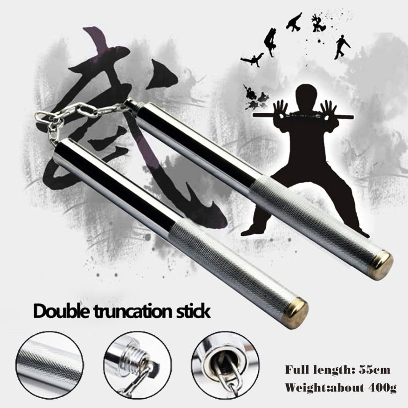 1pcs Storage Bag+1pcs Stainless Steel Nunchaku Martial Arts Stick Outdoor Crowbar Car Self-defense Stick