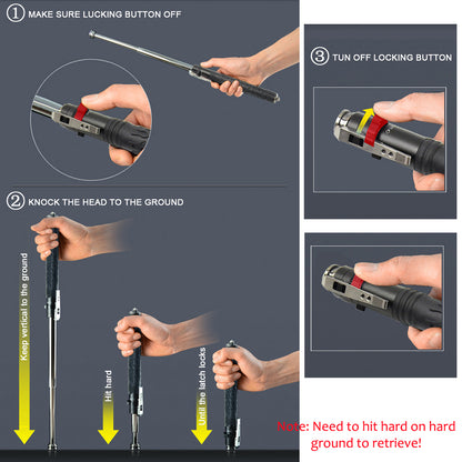 Outdoor Camping and Hiking Walking Sticks Telescopic Vehicle Three-section Self-defense Swing Stick