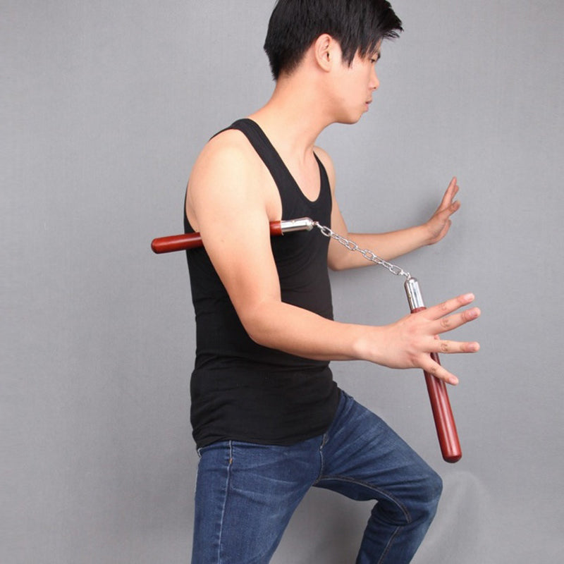 Martial Arts Actual Combat Training First Study Double Knuckles Solid Wood Double Amputation Stick Defense Two Sticks
