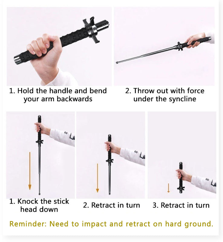 52cm/65cm/95cm High Quality Solid Three-section Telescopic Stick Car Self-defense Telescopic Stick