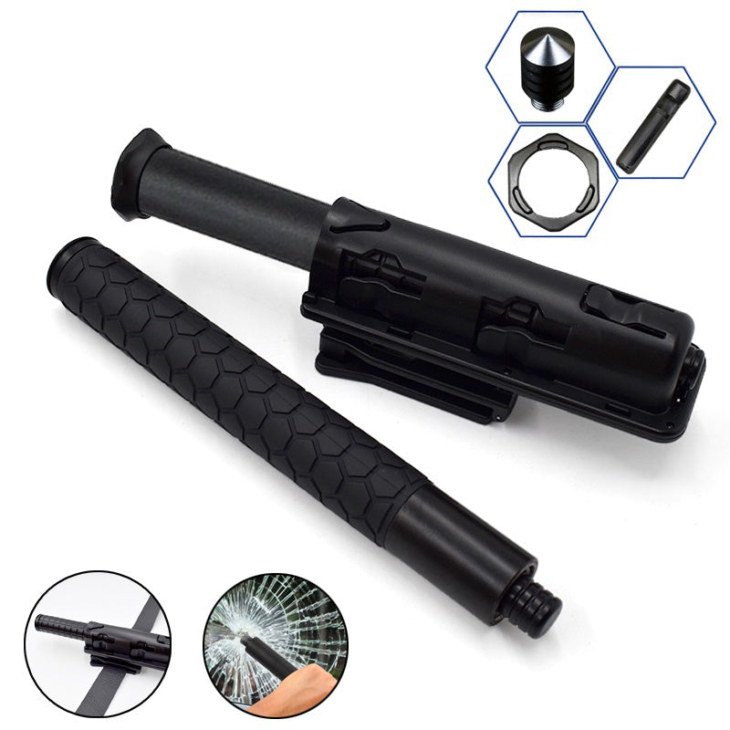 Vehicle-mounted Portable Mechanical Telescopic Stick Self-defense Swing Stick Three-section Telescopic Stick