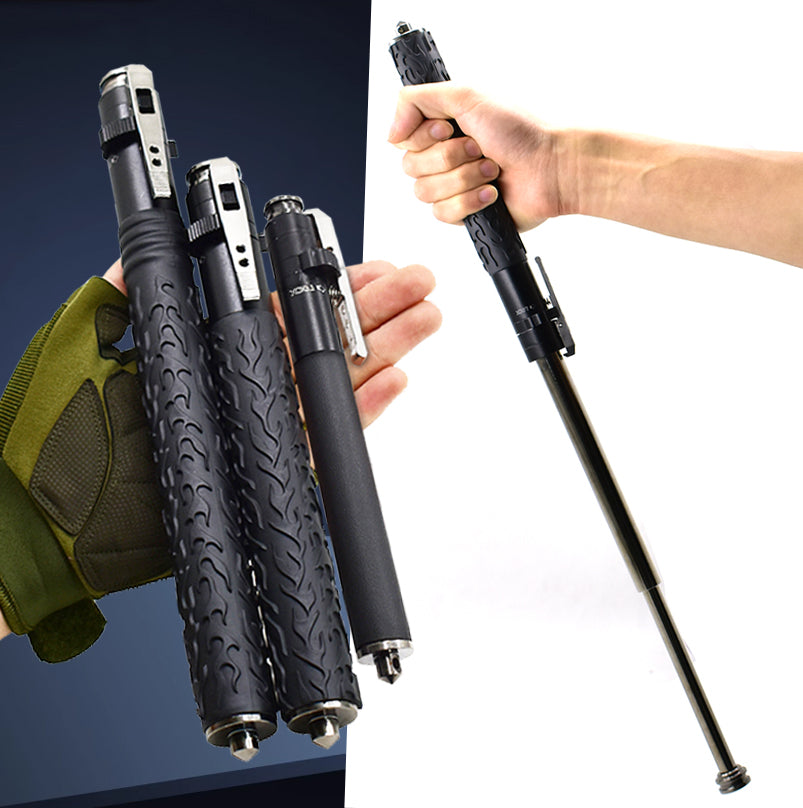 Outdoor Camping and Hiking Walking Sticks Telescopic Vehicle Three-section Self-defense Swing Stick