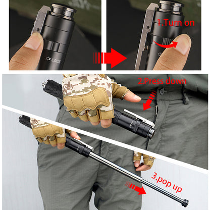 Outdoor Camping and Hiking Walking Sticks Telescopic Vehicle Three-section Self-defense Swing Stick