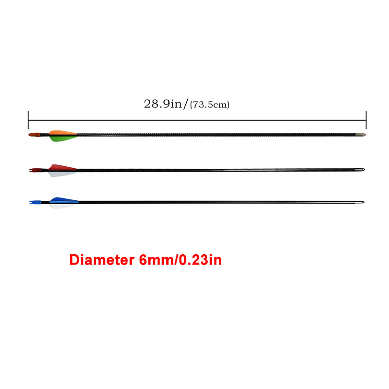 Piaoyu 28" Fiberglass Arrows - Archery Practice Target Arrows with Blunt Tips - High-Performance Slingshot Hunting Gear