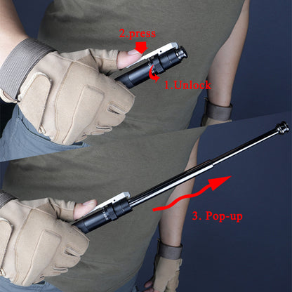 Spring Type Three-section Self-defense Telescopic Baton Car Self-defense Weapon Police Baton Telescopic Baton