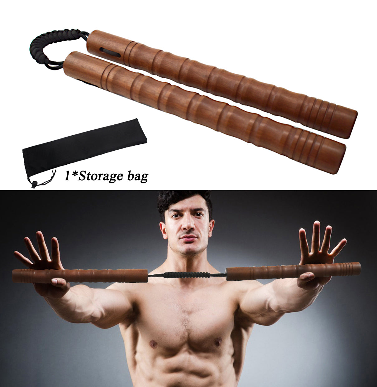 Nunchaku Rope Wood Two Sticks South American Rosewood High-grade Wooden Nunchaku Nunchaku