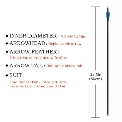 Piaoyu 30" Carbon Arrows-Archery Target Practice Hunting Arrows - High-Performance Slingshot Hunting Gear
